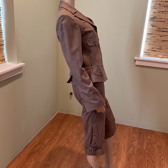 Le Full 2 Piece Wool Blend Pinstripe Suit With Crop Pants And Blazer Size 8-10 - Picture 3 of 12